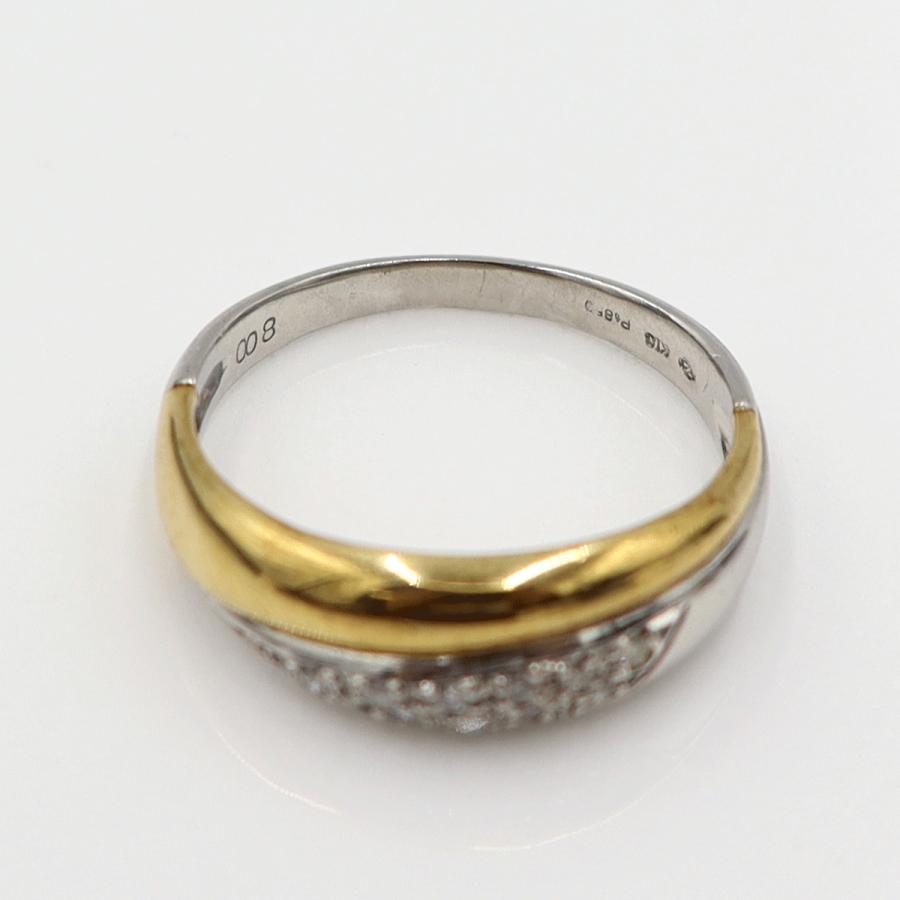 Pt850/K18ダイヤリング　D0.08ct　リングサイズ14号　重量3.85ｇ(石の重量含む)(中古)