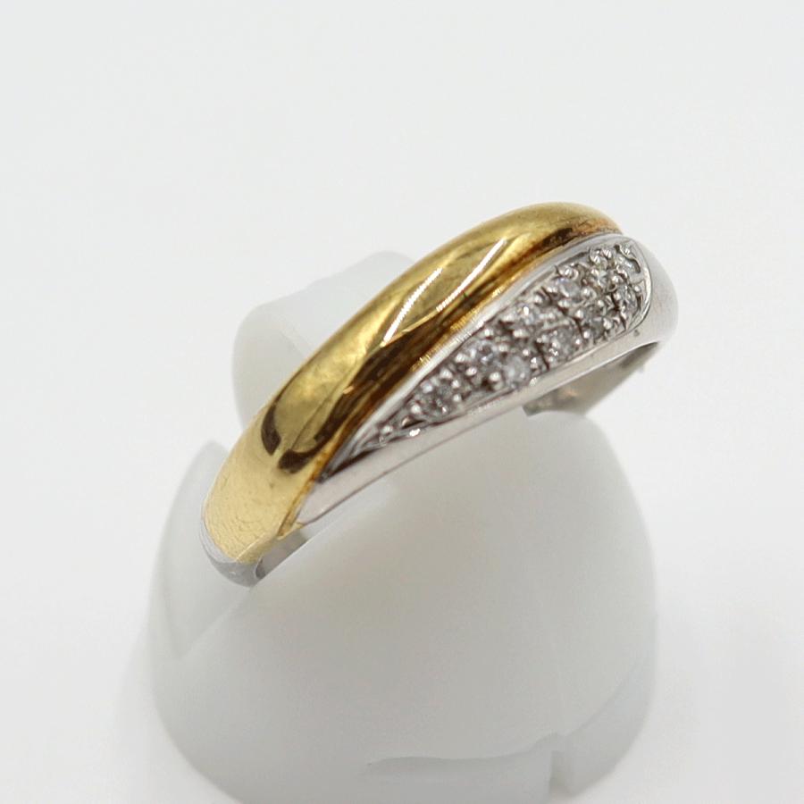 Pt850/K18ダイヤリング　D0.08ct　リングサイズ14号　重量3.85ｇ(石の重量含む)(中古)