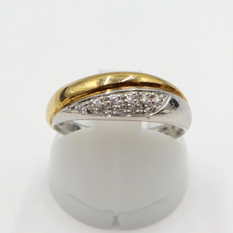 Pt850/K18ダイヤリング　D0.08ct　リングサイズ14号　重量3.85ｇ(石の重量含む)(中古)