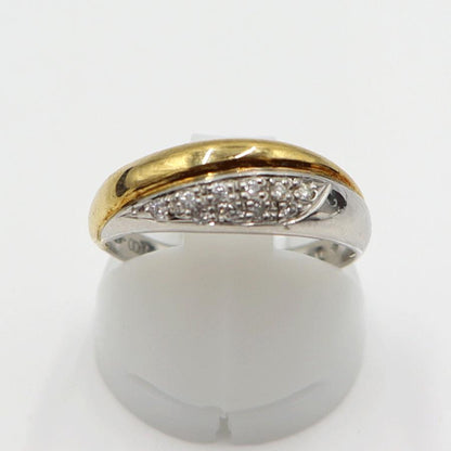 Pt850/K18ダイヤリング　D0.08ct　リングサイズ14号　重量3.85ｇ(石の重量含む)(中古)