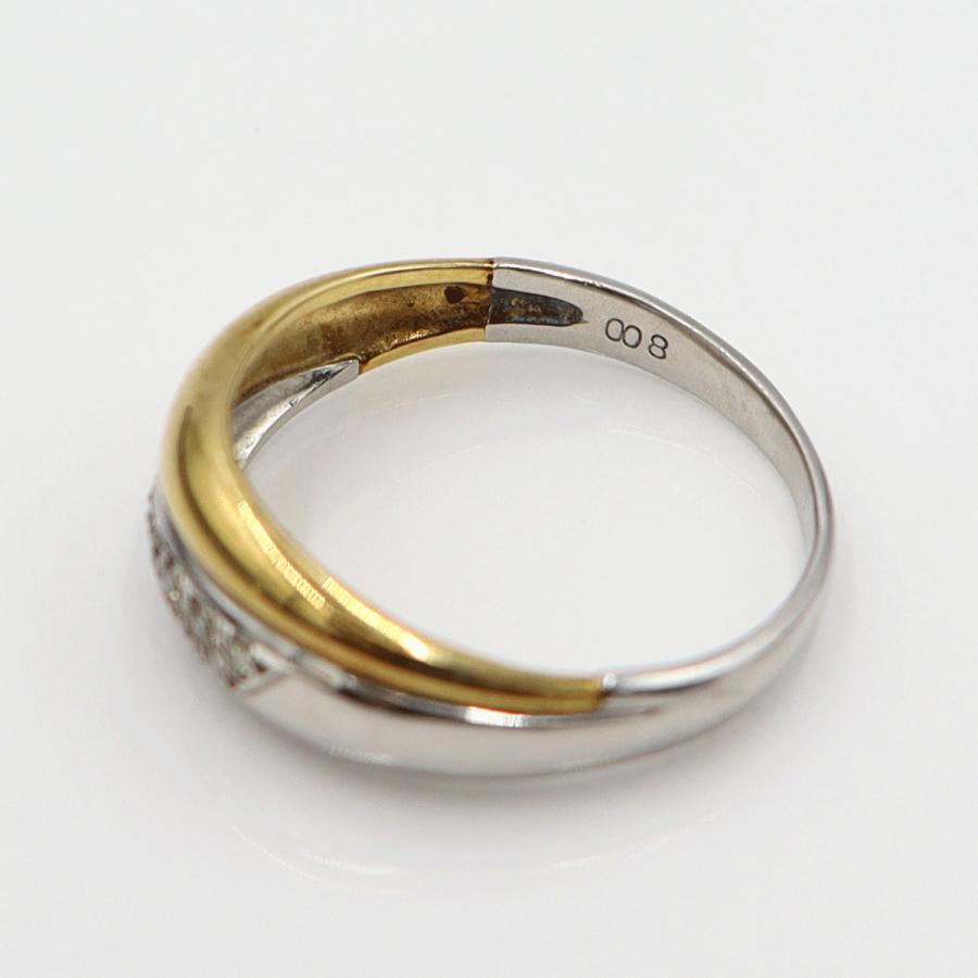 Pt850/K18ダイヤリング　D0.08ct　リングサイズ14号　重量3.85ｇ(石の重量含む)(中古)