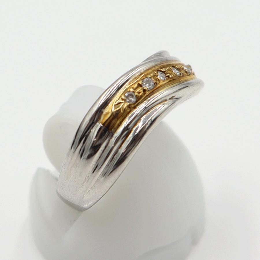 Pt850/K18ダイヤリング　D0.06ct　リングサイズ13号　重量5.70ｇ(石の重量含む)　(中古)