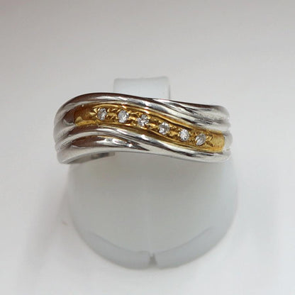 Pt850/K18ダイヤリング　D0.06ct　リングサイズ13号　重量5.70ｇ(石の重量含む)　(中古)