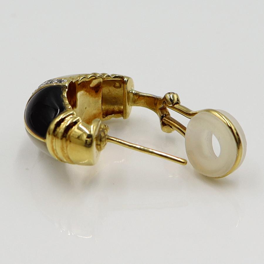 K18オニキス/白蝶貝ダイヤモンドピアス　D0.11ct　D0.11ct　重量14.32ｇ(両耳合計・石の重量含む)（中古）