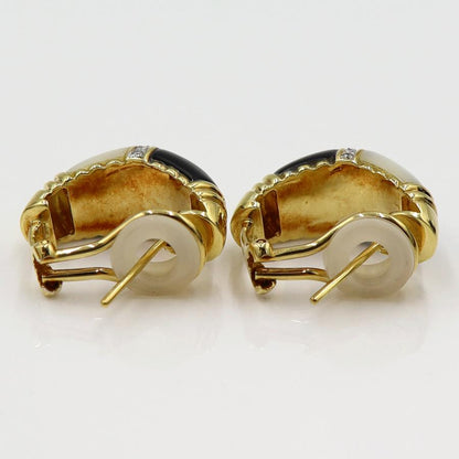 K18オニキス/白蝶貝ダイヤモンドピアス　D0.11ct　D0.11ct　重量14.32ｇ(両耳合計・石の重量含む)（中古）