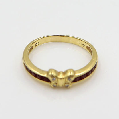 K18ルビーダイヤリング「蝶々」　D0.02ct　サイズ14号　重量2.94ｇ(石の重量含む)　レディース (中古)