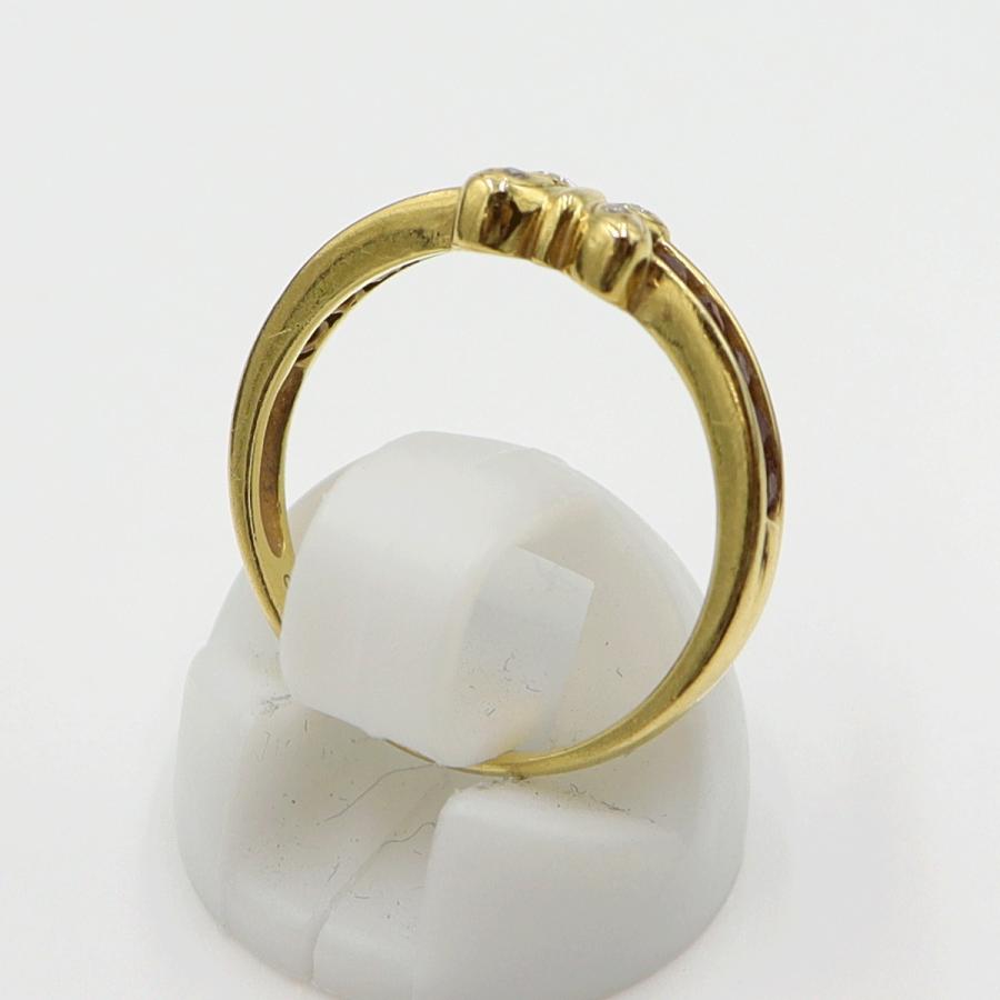 K18ルビーダイヤリング「蝶々」　D0.02ct　サイズ14号　重量2.94ｇ(石の重量含む)　レディース (中古)