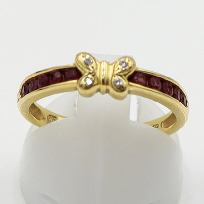 K18ルビーダイヤリング「蝶々」　D0.02ct　サイズ14号　重量2.94ｇ(石の重量含む)　レディース (中古)