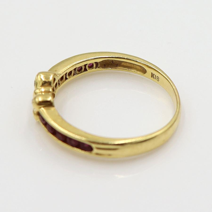 K18ルビーダイヤリング「蝶々」　D0.02ct　サイズ14号　重量2.94ｇ(石の重量含む)　レディース (中古)