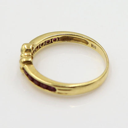 K18ルビーダイヤリング「蝶々」　D0.02ct　サイズ14号　重量2.94ｇ(石の重量含む)　レディース (中古)