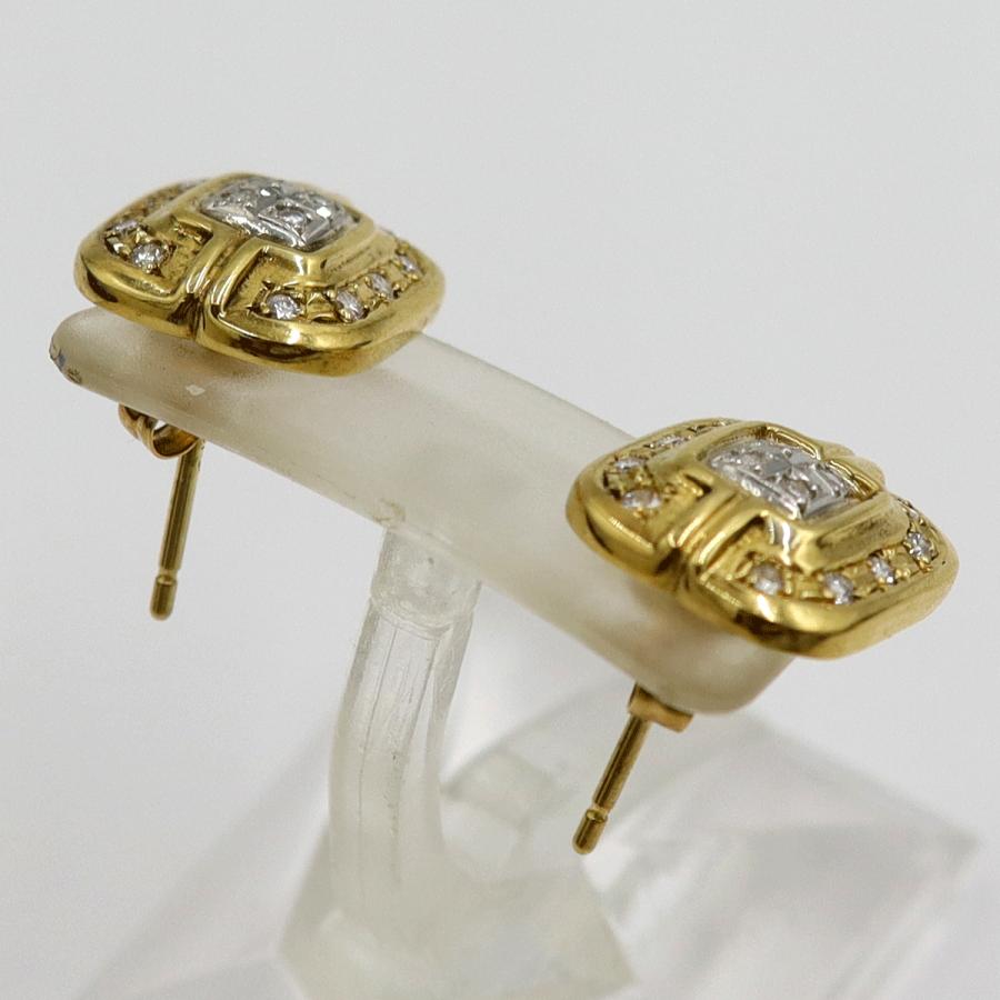 K18/Pt850ダイヤモンドピアス　D0.09ct　0.09ct　重量4.82ｇ(両耳合計・石の重量含む)　（中古）