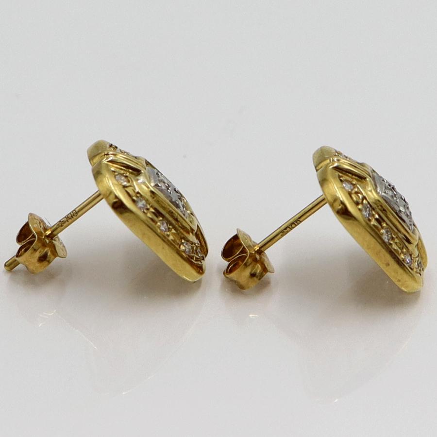 K18/Pt850ダイヤモンドピアス　D0.09ct　0.09ct　重量4.82ｇ(両耳合計・石の重量含む)　（中古）