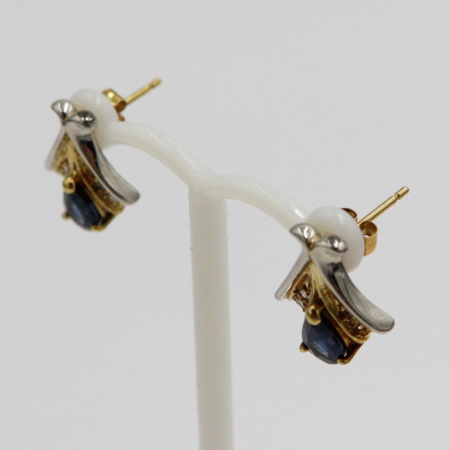 K18サファイアピアス　S0.51ct　0.52ct　重量3.72ｇ(両耳合計・石の重量含む)　（中古）