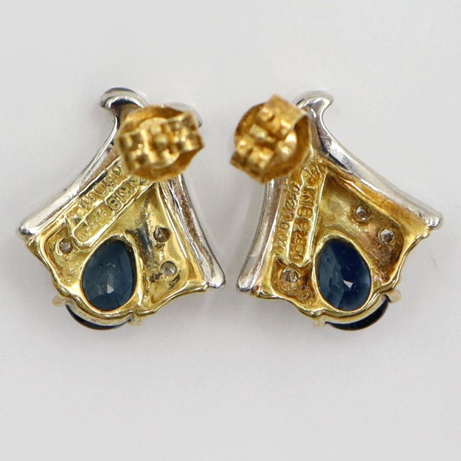 K18サファイアピアス　S0.51ct　0.52ct　重量3.72ｇ(両耳合計・石の重量含む)　（中古）