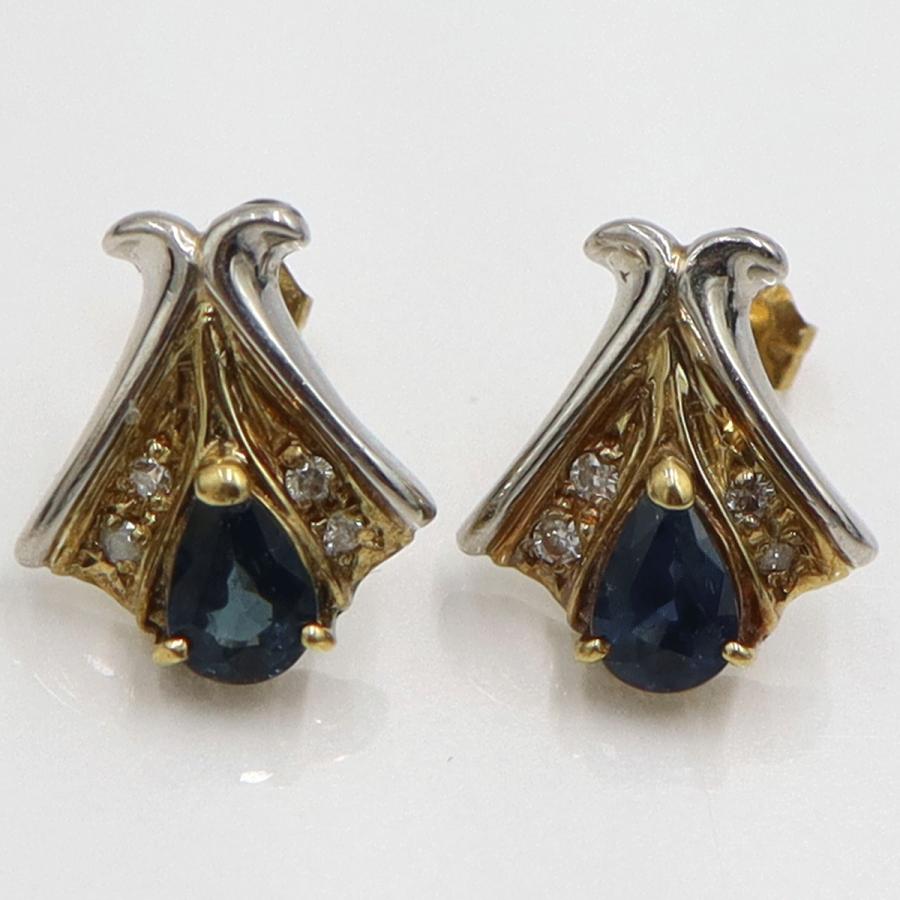 K18サファイアピアス　S0.51ct　0.52ct　重量3.72ｇ(両耳合計・石の重量含む)　（中古）