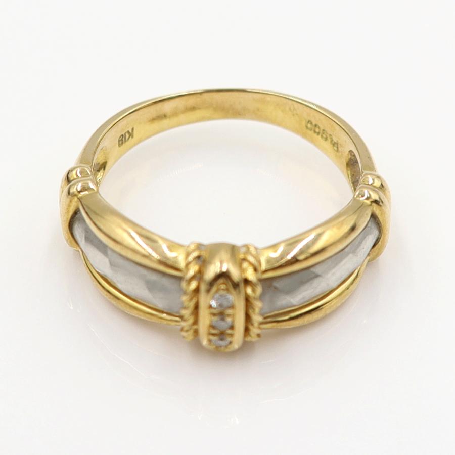 K18/Pt900ダイヤリング　リングサイズ16号 　重量4.04ｇ(石の重量含む)(中古)