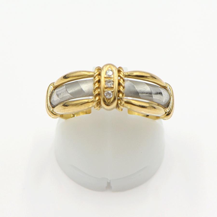 K18/Pt900ダイヤリング　リングサイズ16号 　重量4.04ｇ(石の重量含む)(中古)