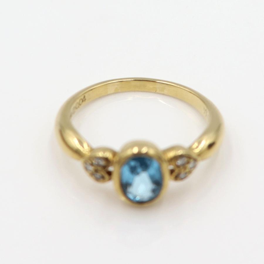 K18ブルートパーズリング　TP1.01ct　D0.04ct　サイズ11号　重量3.34ｇ(石の重量含む)　レディース(中古)