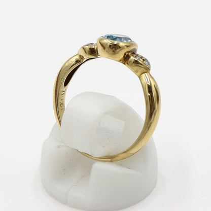 K18ブルートパーズリング　TP1.01ct　D0.04ct　サイズ11号　重量3.34ｇ(石の重量含む)　レディース(中古)