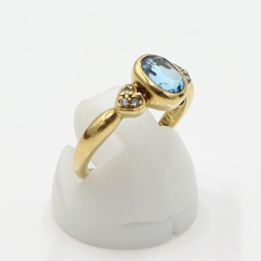 K18ブルートパーズリング　TP1.01ct　D0.04ct　サイズ11号　重量3.34ｇ(石の重量含む)　レディース(中古)