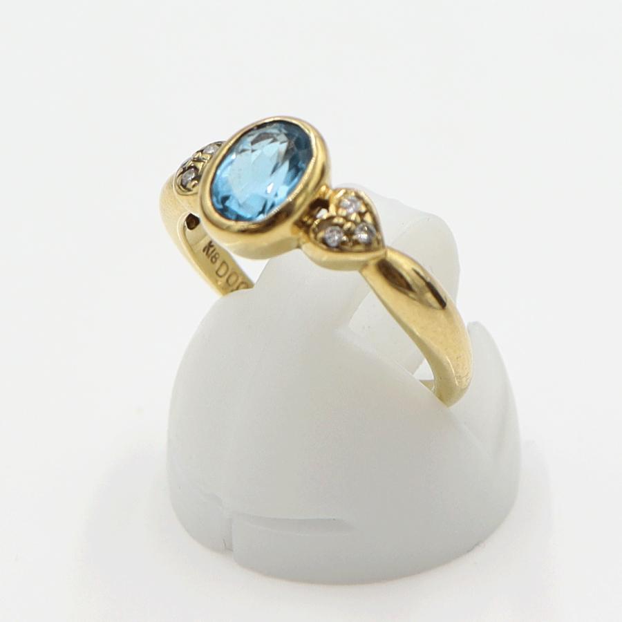 K18ブルートパーズリング　TP1.01ct　D0.04ct　サイズ11号　重量3.34ｇ(石の重量含む)　レディース(中古)