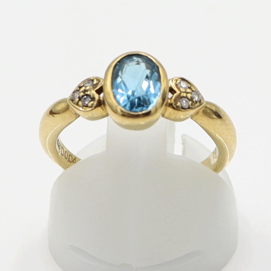 K18ブルートパーズリング　TP1.01ct　D0.04ct　サイズ11号　重量3.34ｇ(石の重量含む)　レディース(中古)