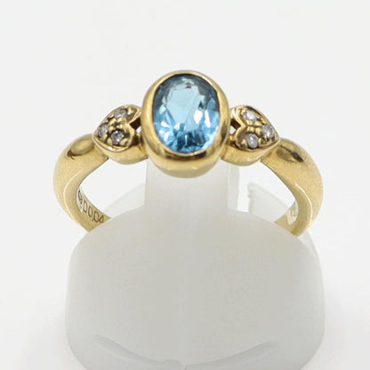 K18ブルートパーズリング　TP1.01ct　D0.04ct　サイズ11号　重量3.34ｇ(石の重量含む)　レディース(中古)