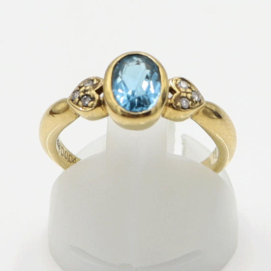 K18ブルートパーズリング　TP1.01ct　D0.04ct　サイズ11号　重量3.34ｇ(石の重量含む)　レディース(中古)