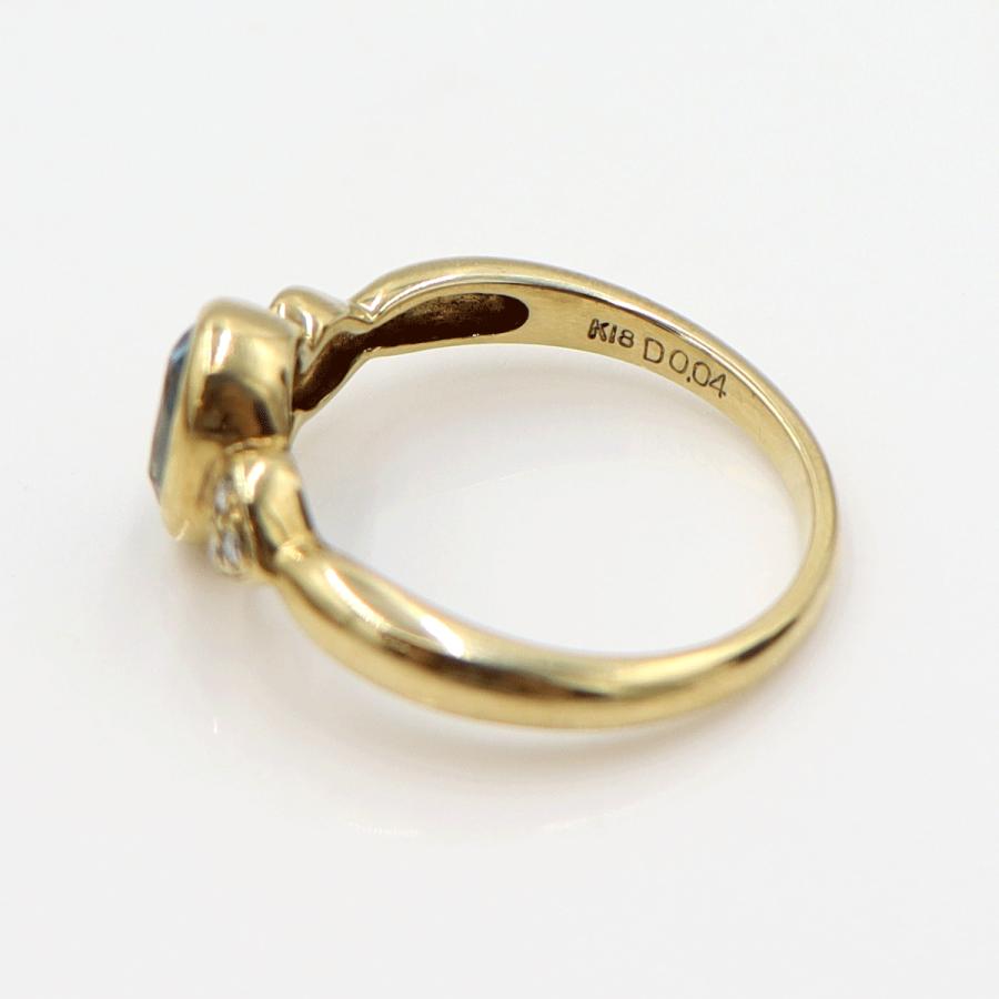 K18ブルートパーズリング　TP1.01ct　D0.04ct　サイズ11号　重量3.34ｇ(石の重量含む)　レディース(中古)