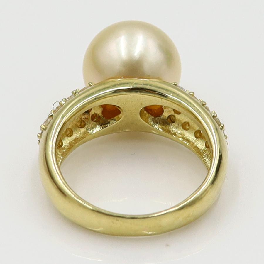 K18パールダイヤモンドリング　P11mm　D0.36ct　リングサイズ11号　重量8.65ｇ(石の重量含む)（中古）