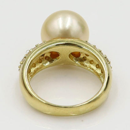 K18パールダイヤモンドリング　P11mm　D0.36ct　リングサイズ11号　重量8.65ｇ(石の重量含む)（中古）