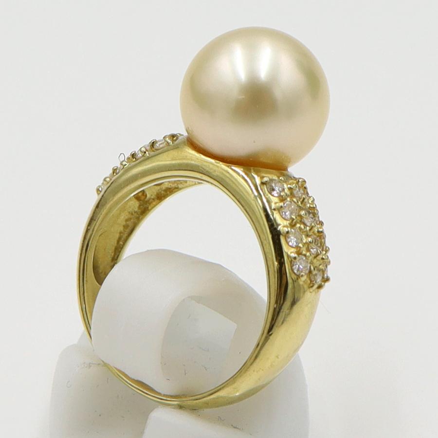 K18パールダイヤモンドリング　P11mm　D0.36ct　リングサイズ11号　重量8.65ｇ(石の重量含む)（中古）
