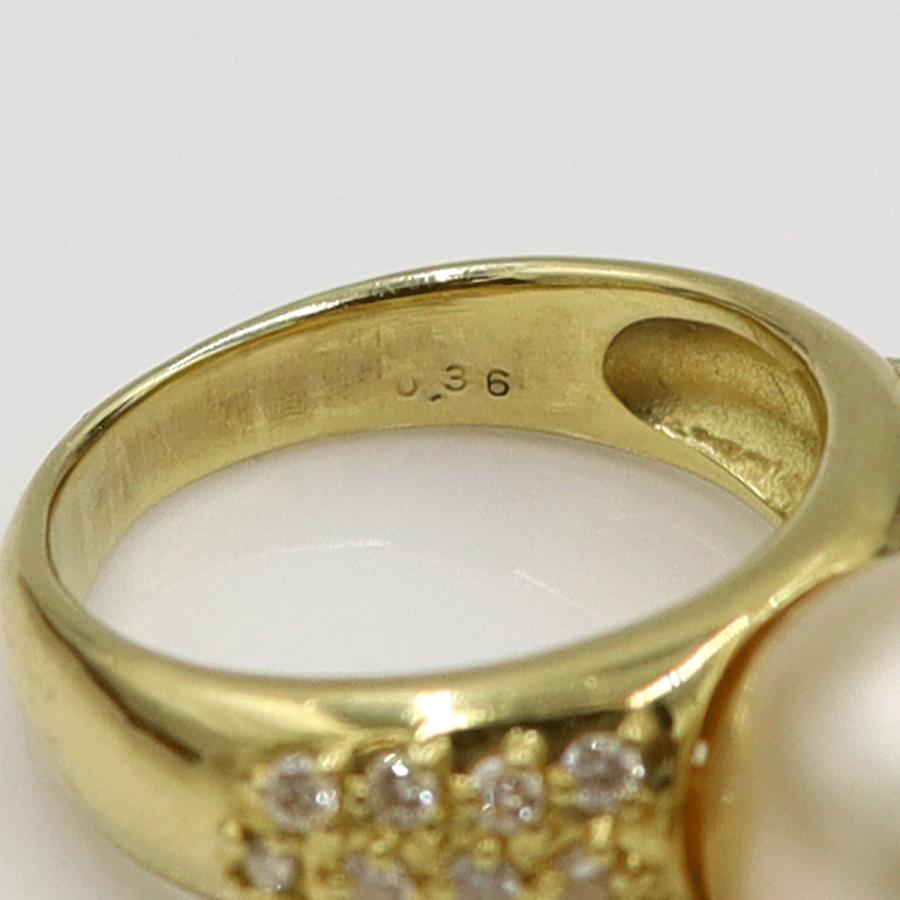 K18パールダイヤモンドリング　P11mm　D0.36ct　リングサイズ11号　重量8.65ｇ(石の重量含む)（中古）