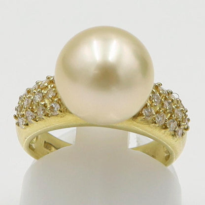 K18パールダイヤモンドリング　P11mm　D0.36ct　リングサイズ11号　重量8.65ｇ(石の重量含む)（中古）