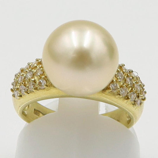 K18パールダイヤモンドリング　P11mm　D0.36ct　リングサイズ11号　重量8.65ｇ(石の重量含む)（中古）