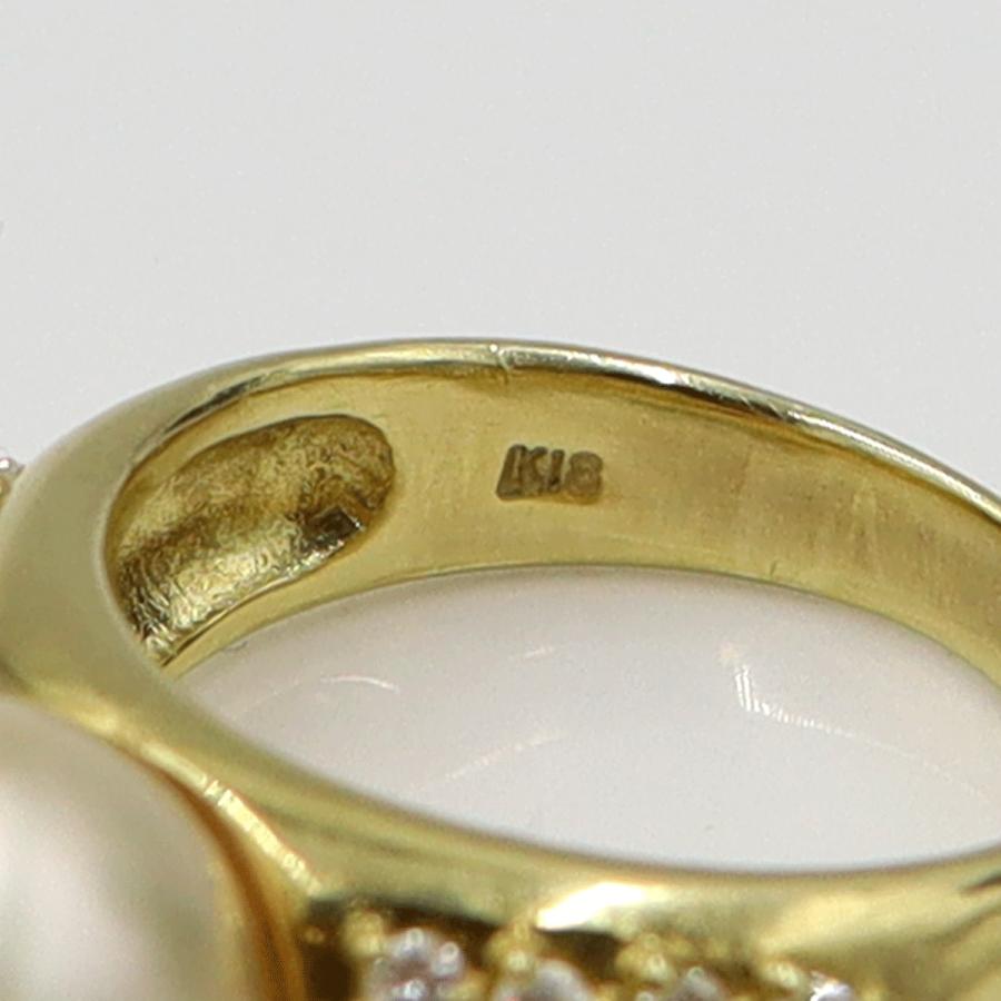 K18パールダイヤモンドリング　P11mm　D0.36ct　リングサイズ11号　重量8.65ｇ(石の重量含む)（中古）