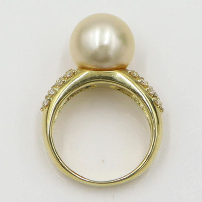 K18パールダイヤモンドリング　P11mm　D0.36ct　リングサイズ11号　重量8.65ｇ(石の重量含む)（中古）