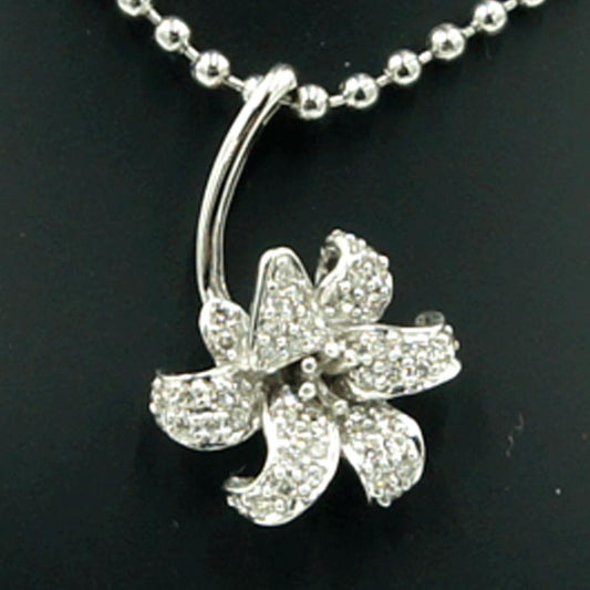 K18WGダイヤモンドペンダントトップ　「フラワー」　重量2.24ｇ　レディース（中古）