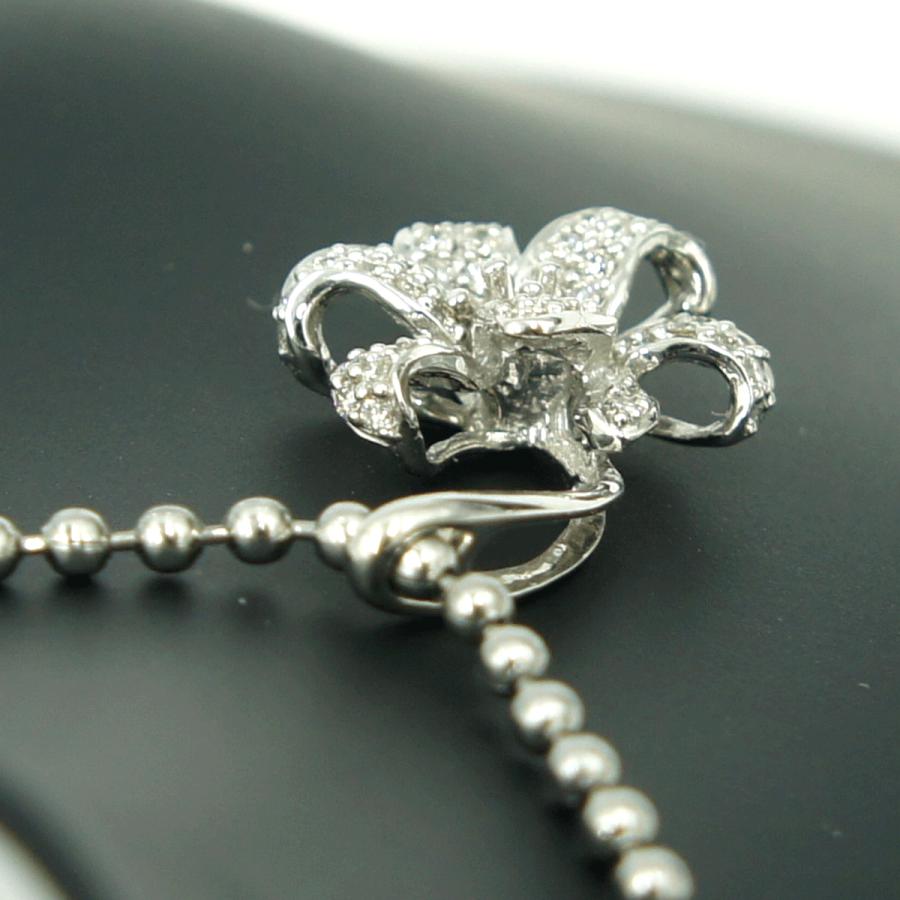 K18WGダイヤモンドペンダントトップ　「フラワー」　重量2.24ｇ　レディース（中古）