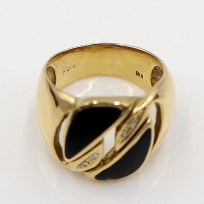 K18オニキスダイヤリング　D0.02ct　リングサイズ13号　重量10.02ｇ(石の重量含む)　レディース(中古)