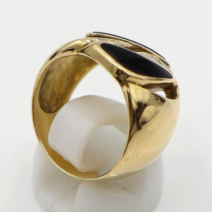 K18オニキスダイヤリング　D0.02ct　リングサイズ13号　重量10.02ｇ(石の重量含む)　レディース(中古)