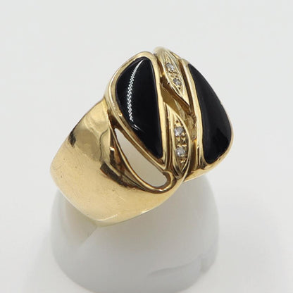 K18オニキスダイヤリング　D0.02ct　リングサイズ13号　重量10.02ｇ(石の重量含む)　レディース(中古)