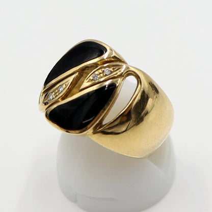 K18オニキスダイヤリング　D0.02ct　リングサイズ13号　重量10.02ｇ(石の重量含む)　レディース(中古)