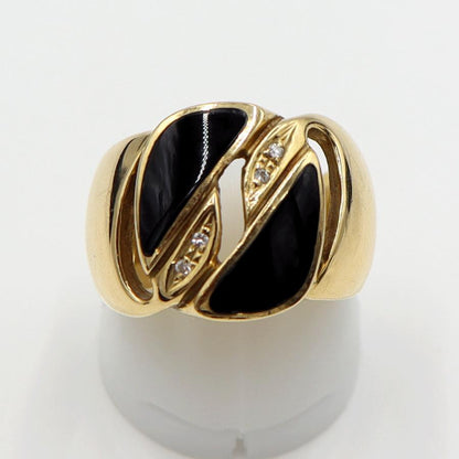 K18オニキスダイヤリング　D0.02ct　リングサイズ13号　重量10.02ｇ(石の重量含む)　レディース(中古)