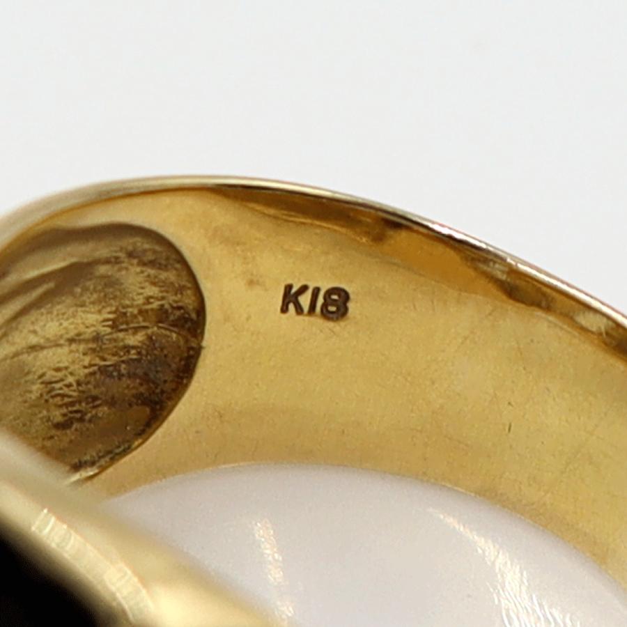 K18オニキスダイヤリング　D0.02ct　リングサイズ13号　重量10.02ｇ(石の重量含む)　レディース(中古)