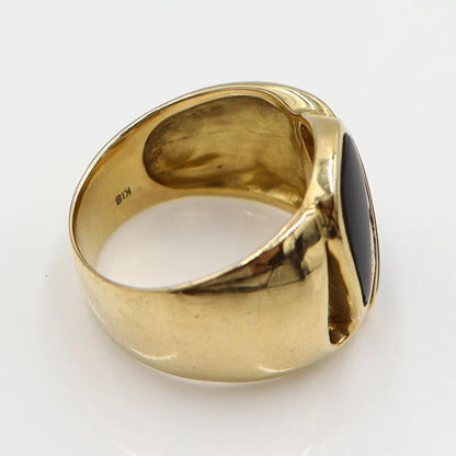 K18オニキスダイヤリング　D0.02ct　リングサイズ13号　重量10.02ｇ(石の重量含む)　レディース(中古)