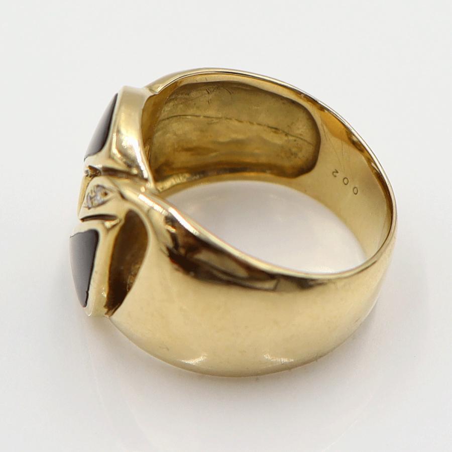 K18オニキスダイヤリング　D0.02ct　リングサイズ13号　重量10.02ｇ(石の重量含む)　レディース(中古)