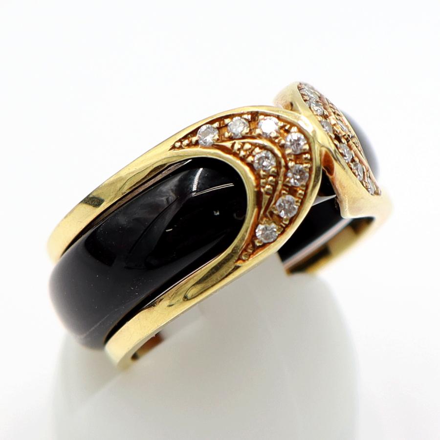 K18メノウダイヤリング　D0.12ct　メノウリング3種(黒・赤・緑)　サイズ13号　重量5.00ｇ(メノウリングを除き・ダイヤの重量含む)　レディース(中古)