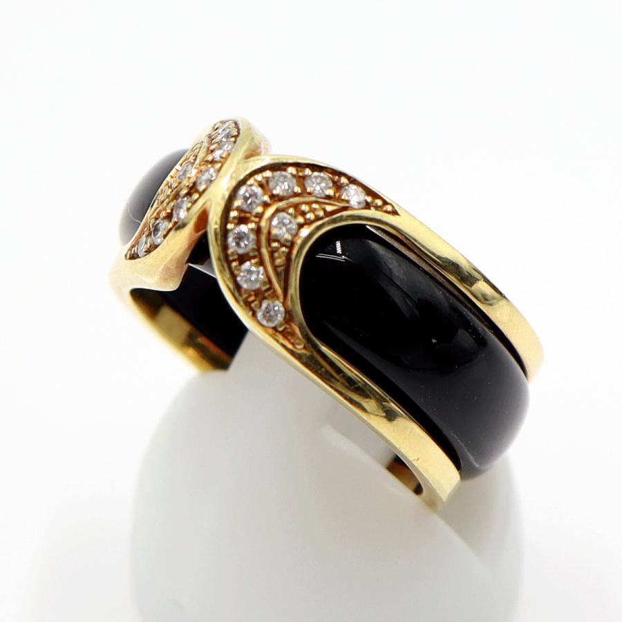 K18メノウダイヤリング　D0.12ct　メノウリング3種(黒・赤・緑)　サイズ13号　重量5.00ｇ(メノウリングを除き・ダイヤの重量含む)　レディース(中古)