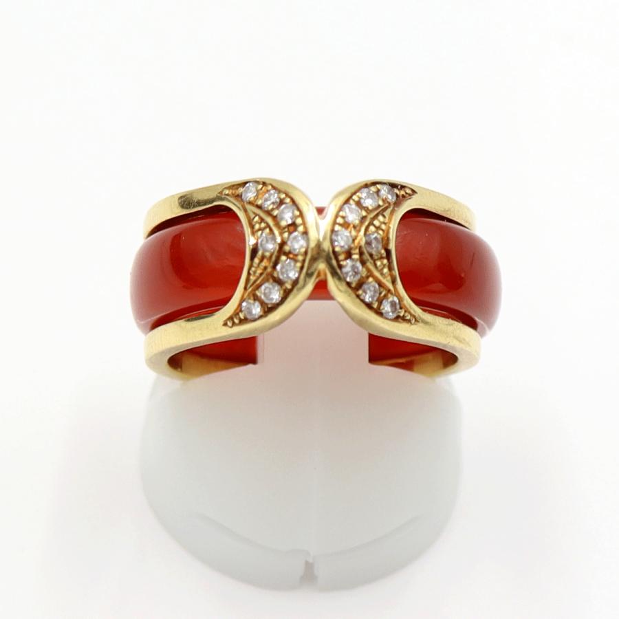 K18メノウダイヤリング　D0.12ct　メノウリング3種(黒・赤・緑)　サイズ13号　重量5.00ｇ(メノウリングを除き・ダイヤの重量含む)　レディース(中古)